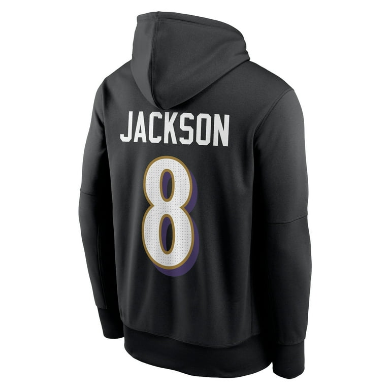 Men s Nike Lamar Jackson Black Baltimore Ravens Player Name Number Performance Pullover Hoodie Walmart