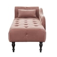 thumbnail image 4 of 60.6" Chaise Lounge Indoor, Velvet Sleeper Sofa Chair with One Pillow, Button Tufted Accent Recliner Chair with Nail Head Trim for Living Room, Bedroom, Rose, 4 of 5