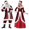 thumbnail image 2 of Traje de Papá Noel de terciopelo de lujo para hombre y mujer, traje de Papá Noel para pareja, traje de fiesta de Navidad, trajes de actuación, 2 of 5