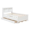 thumbnail image 6 of Twin Size Platform Bed with Twin Trundle, Wood Bed Frame with Headboard Bookcase and 3 Storage Drawers, Storage Platform Bed with Slat Support for Teens Girls Boys, No Box Spring Needed, White, 6 of 8
