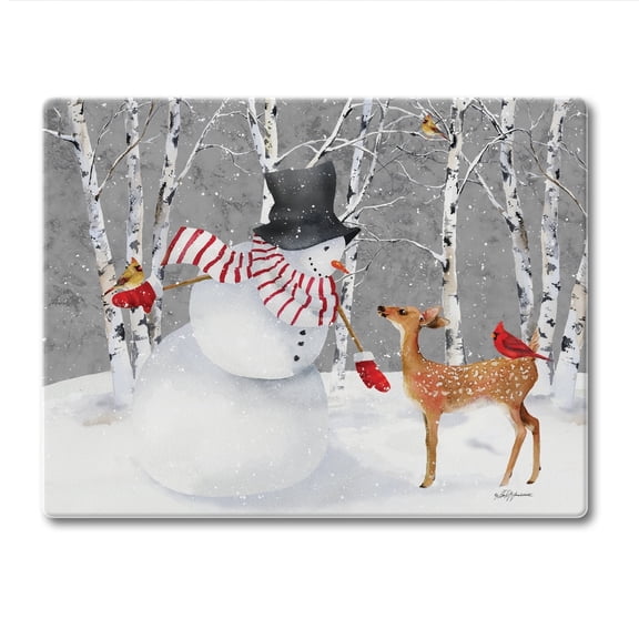 CounterArt Snow Day 3mm Tempered Glass Cutting Board 10" by 8"