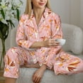 thumbnail image 6 of Yiaed Pink Cockatoo Birds Print Pajamas Women's Long Sleeve Sleepwear Soft Button Down Loungewear Pjs Lounge Set Nightwear Womens Pajama Pants-Medium, 6 of 7