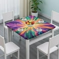 thumbnail image 3 of Colorful Tie Dye Burst Pattern Square Fitted Tablecloth with Elastic Edge,Square Table Cover,Washable Elastic Table Cover for Home Kitchen Party Decor 36"x36", 3 of 6