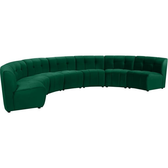 Maklaine Contemporary Green Velvet Tufted Upholstered Modular 7 Piece Sectional Sofa