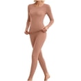 thumbnail image 3 of Womens Soft Stretch Thermal Set,2 Piece Crew Neck Top and Long Pant,Lightweight Basic Warm Winter Pajamas, 3 of 6