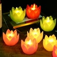 thumbnail image 5 of Xinwanna 6 Pcs Diwali LED Lotus Candles Flameless Lotus Tea Light Battery Operated Flickering Buddhist Lamp for Home Desktop Centerpiece (Green, 6pcs), 5 of 13