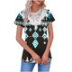 thumbnail image 1 of V Cuello Manga Corta Tops para las Mujeres Casual Botón Impresión Blusa de la Moda de Verano Tee, Ligero Mujer de Verano Tops, 1 of 5