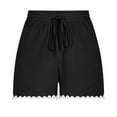 thumbnail image 5 of Penkiiy Lace Trim Shorts for Women Summer Casual Ruffle Shorts Plus Size Elastic Waist Flowy Lounge Pajama Short with Pockets 4XL Black, 5 of 5