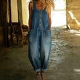 thumbnail image 2 of Taqqpue Womens Casual Denim Overalls Wide Leg Sleeveless Loose Jean Pants Jumpsuits Oversize Jeans Pants with Pockets for Women, 2 of 10