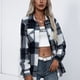 thumbnail image 4 of Chaqueta camisera de cuadros para mujer con botones, chaqueta de transición oversize, manga larga, sobrecamisa, blusa, abrigo, camisa, chaqueta vaquera boyfreind, 4 of 6