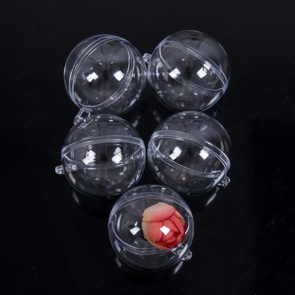 5Pc Clear Plastic Christmas Balls Baubles Sphere Fillable Xmas Tree Ornament DIY 