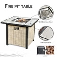 thumbnail image 3 of XIZZI 5 Pieces Outdoor Patio Furniture Sets with 30" Fire Pit Table,Wicker Conversation Set for Porch Deck,Beige Rattan Sofa Chair,Black Cushion, 3 of 8