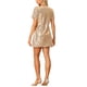 thumbnail image 3 of INSPIRE CHIC Vestido de fiesta corto con lentejuelas y escote en V para mujer XL Rosa Dorado, 3 of 6