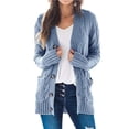 thumbnail image 3 of Suéter cárdigan de longitud media con capucha y ropa popular europea y americana para mujer, 3 of 5