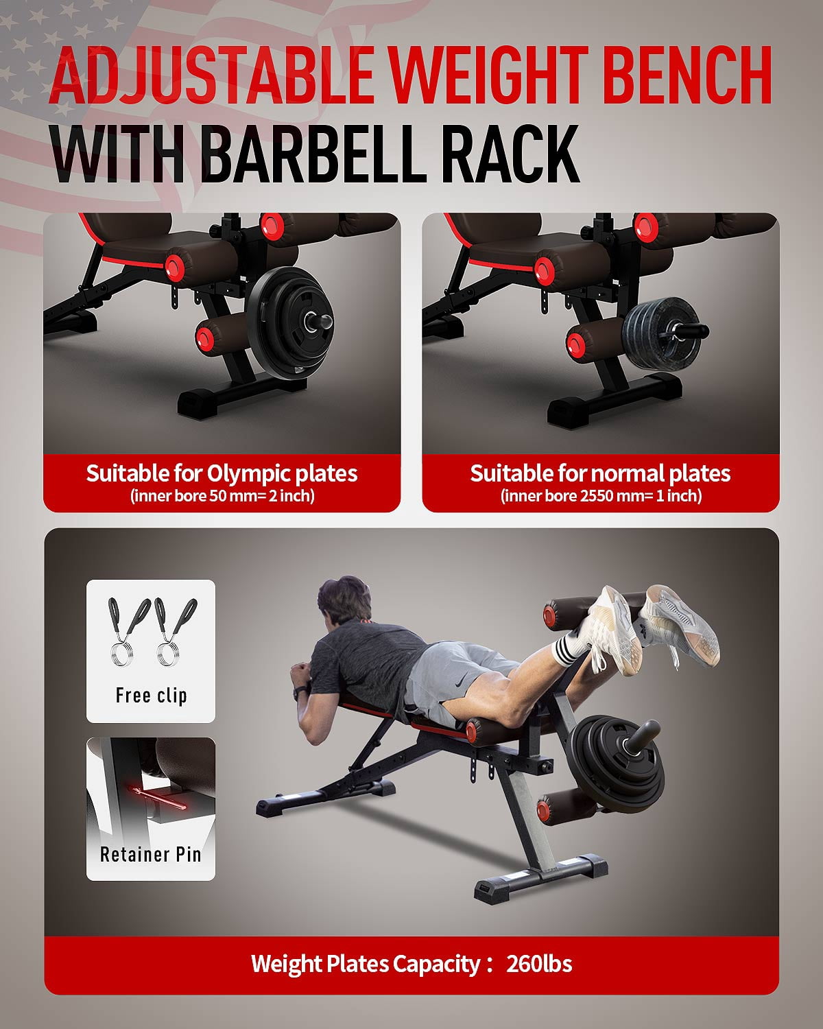 HARISON Weight Bench - Adjustable Workout Bench for Home Gym with Leg Extension and Preacher Pad, Heavy Duty Flat Incline Decline Sit Up Bench, 1000LBS Capacity Exercise Bench `