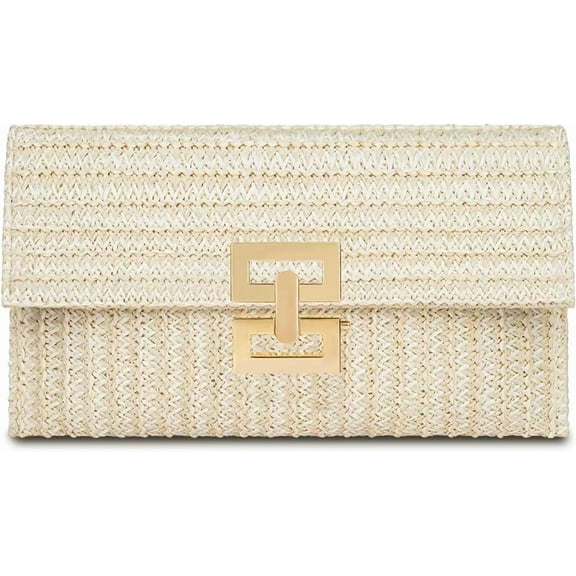 Kwuty Straw Clutch Purse for Women Designer Evening Handbag Summer Beach Shoulder Crossbody Bag