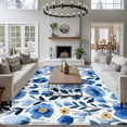 thumbnail image 3 of Blue Flowers Area Rugs 5x7 ft Summer Watercolor Retro Floral Washable Rug Non Slip Indoor Carpet Absorbent Floor Mat for Living Room Bedroom Dining Room, 3 of 9