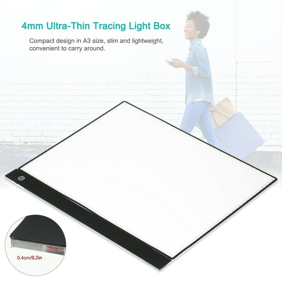 LED A3 Rastreo LED Caja De Luz Papleta Gráfica Tableta 4 Mm De Dibujo Ultra Delgado Copyboard 3 Niveles Atenuación Con Clips De Placa De Escala Separados Cable USB Para El