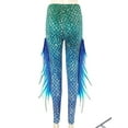 thumbnail image 4 of inlzdz Womens Fish Scale Printed High Waist Leggings Yoga Pencil Pants Green&Blue L, 4 of 6