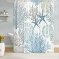 thumbnail image 2 of Nautical Starfish Seashell Coral Shower Curtain, Ocean Themed Shower Curtains for Bathroom, Waterproof Fabric Coastal Shower Curtain with 12 Hooks, 72 x 72 Inch, 2 of 6