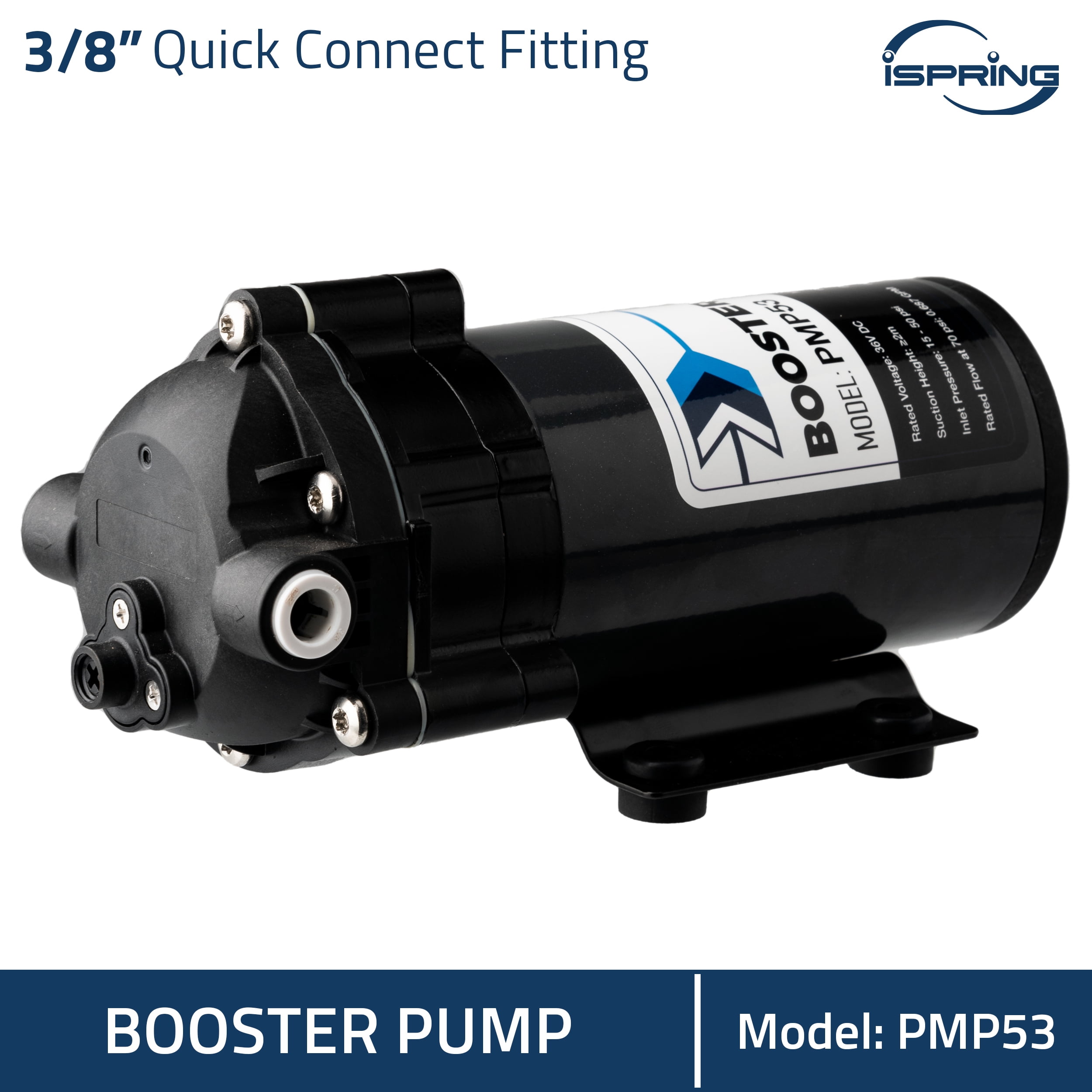 iSpring PMP53 Booster Pump for RCS5T Reverse Osmosis System, Replacement Pump for iSpring RCS5T, Upgraded Version of PMP500 with the Pre-wired Quick-Connection