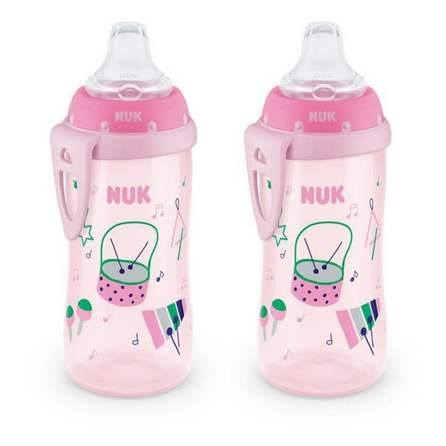 Sippy Cup NUK Active, a prueba de derrames, 300 ml, más de 8 meses, paquete de 2, rosa NUK NA