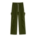 thumbnail image 6 of Women's Cargo Pants, Wide Leg Pants with Elastic Waist, Drawstring & Pockets, Outdoor Hiking Athletic Gym Wear | VerBelle,Army Green L, 6 of 6