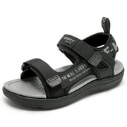 Boys Sport Sandals Open Toe Summer Athletic Water Sandals Adjustable Hook & Loop Straps Lightweight Breathable Non-slip Sandals Outdoor Walking Footwear for Kids Grey 39