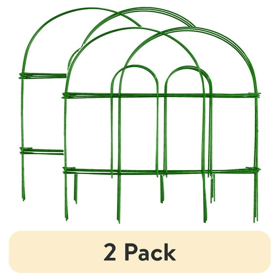 (2 pack) Expert Gardener 18in H x 8ft L Green Steel Folding Garden Fence