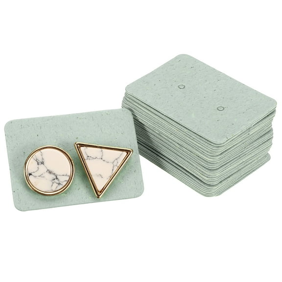 Uxcell 100 Pcs Earring Display Cards, 1.37" x 1" Paper Earring Display Holder Cards, Light Green