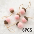 thumbnail image 3 of Adorno para árbol de Navidad de 6 piezas para Año Nuevo 2023, bola de pino de fieltro de lana, cono de pino, cuerda de bellota, material de bricolaje, colgante, decoración navideña para el hogar, 3 of 5