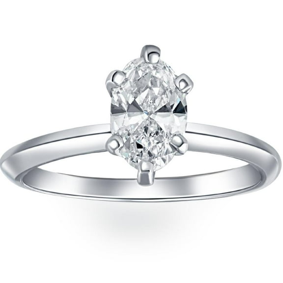 Pompeii Certified Platinum 1 Ct Oval Cut Natural Diamond Solitaire Engagement Ring G/SI1