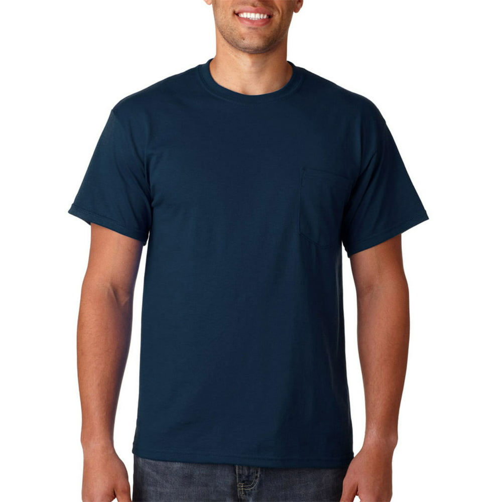 Gildan - Gildan Mens Seamless Chest Pocket Comfort jersey T-Shirt, Navy ...