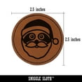 thumbnail image 2 of Santa Sloth Christmas 2.5" Faux Leather Round Engraved Iron-On Patch - Brown, 2 of 6
