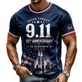 thumbnail image 5 of Xneal 911 25th Anniversary T-Shirt Never Forget 911 Short Sleeve Casual Print Navy Shirts for Men Size L, 5 of 5