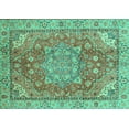 thumbnail image 1 of Ahgly Company Machine Washable Indoor Rectangle Persian Turquoise Blue Traditional Area Rugs, 7' x 9', 1 of 4