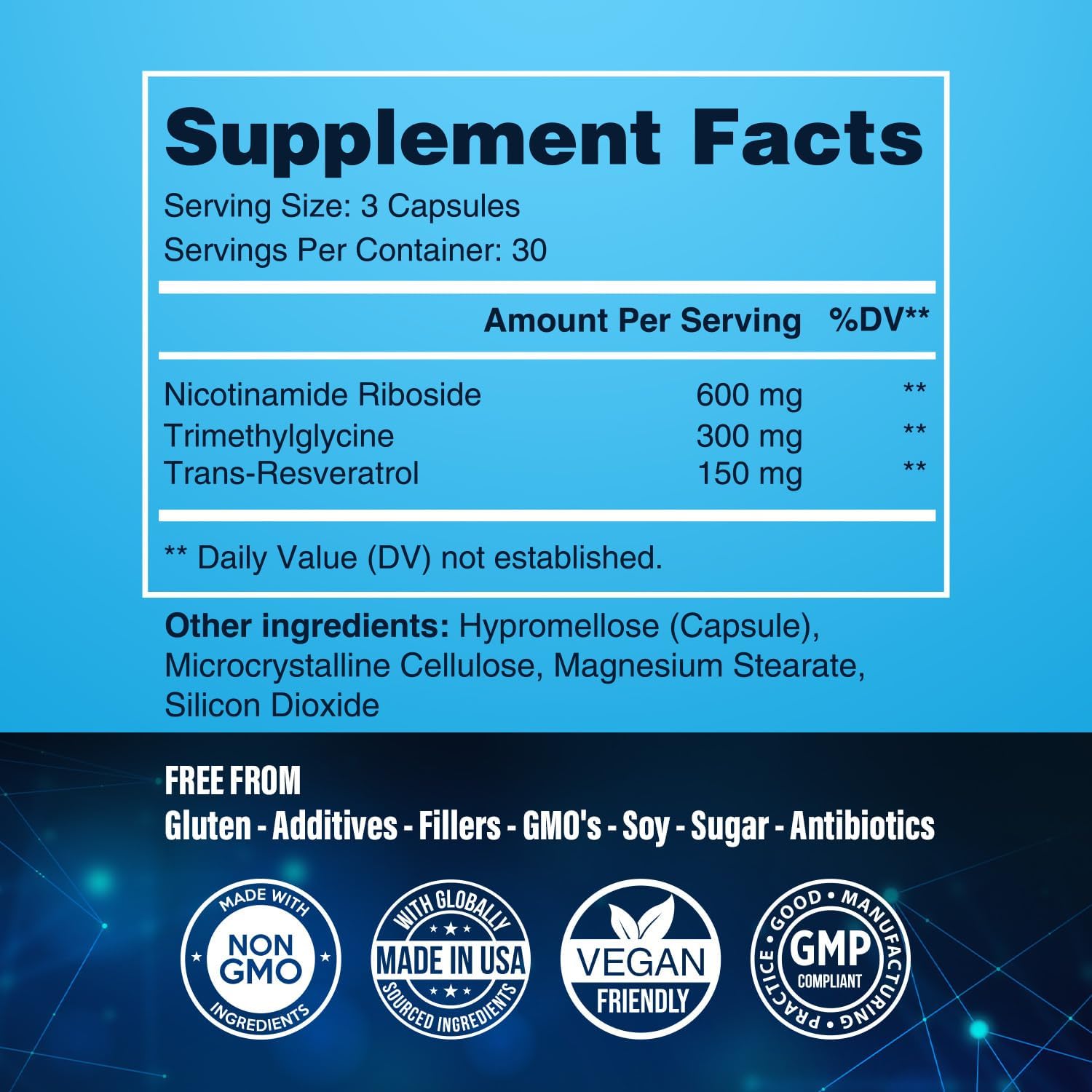 Benevolent Nourishment 1050mg NAD with Nicotinamide Riboside Supplement for Healthy Aging, 90 Capsules
