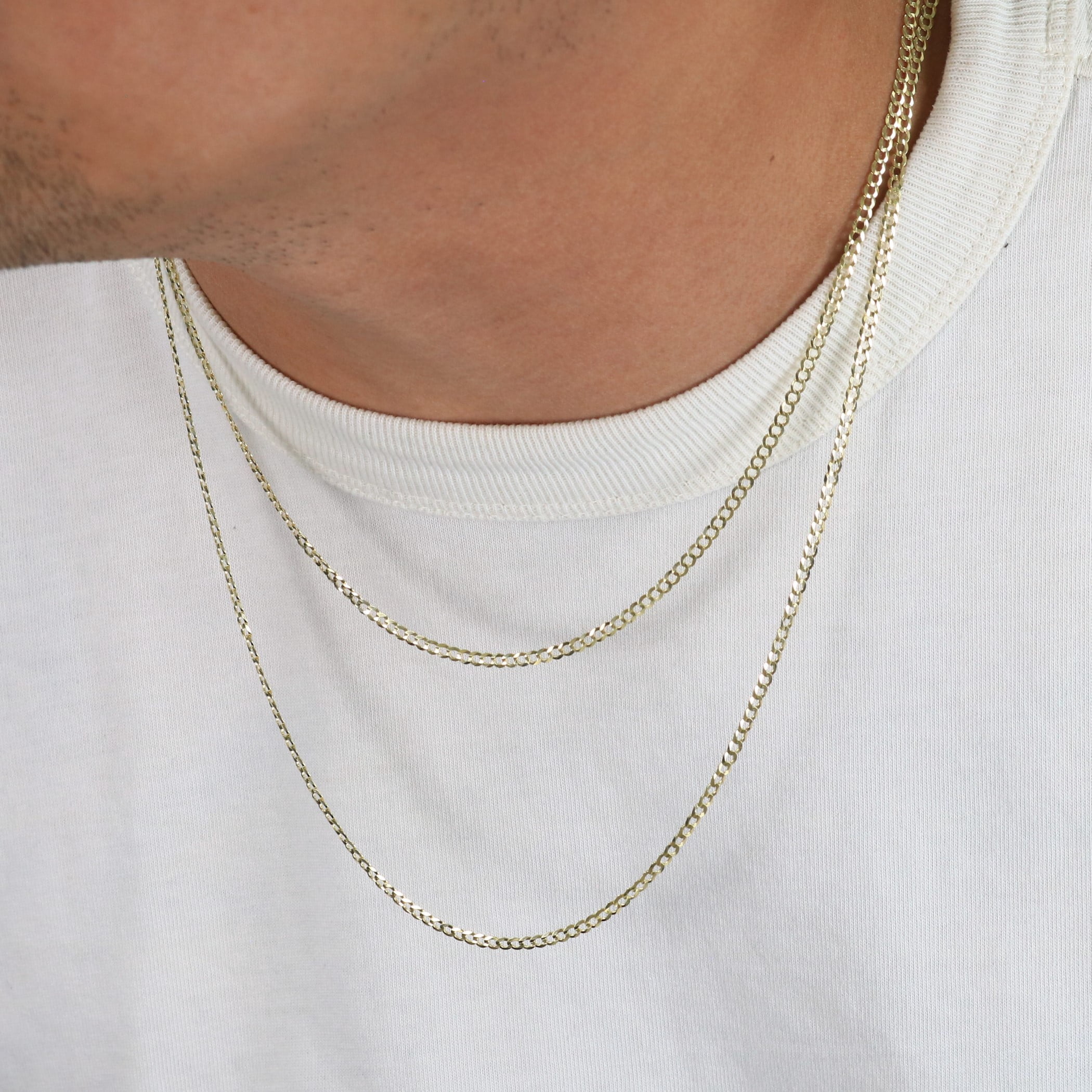 Nuragold 10k Real Yellow Gold Solid Cuban Curb Link 2.5mm Chain Necklace (16"-30") Italian Jewelry for Men & Women
