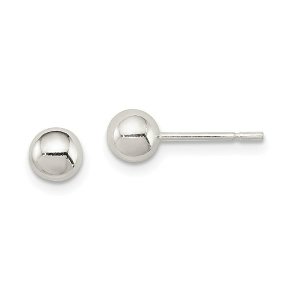 White Sterling Silver Earring Ball Women'S 5 mm 5Mm Earrings