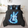 thumbnail image 2 of Guitar Twin Bedding Set 7 Piece Rock Music Bed In A Bag Teen Men Neon Musical Instrument Comforter Set Hip Hop Hippie Sheet Set With Comforter,Pillow Covers, 2 of 5