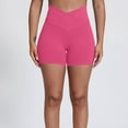 thumbnail image 2 of vigerkar 2025 Crossover Biker Shorts for Women, No Front Seam V High Waist Yoga Workout Gym Shorts with Tummy Control Pink, M, 2 of 3