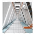 thumbnail image 3 of Ambesonne Outer Space Shower Curtain, Cosmos Rocket, 69"Wx84"L, Orange White, 3 of 5