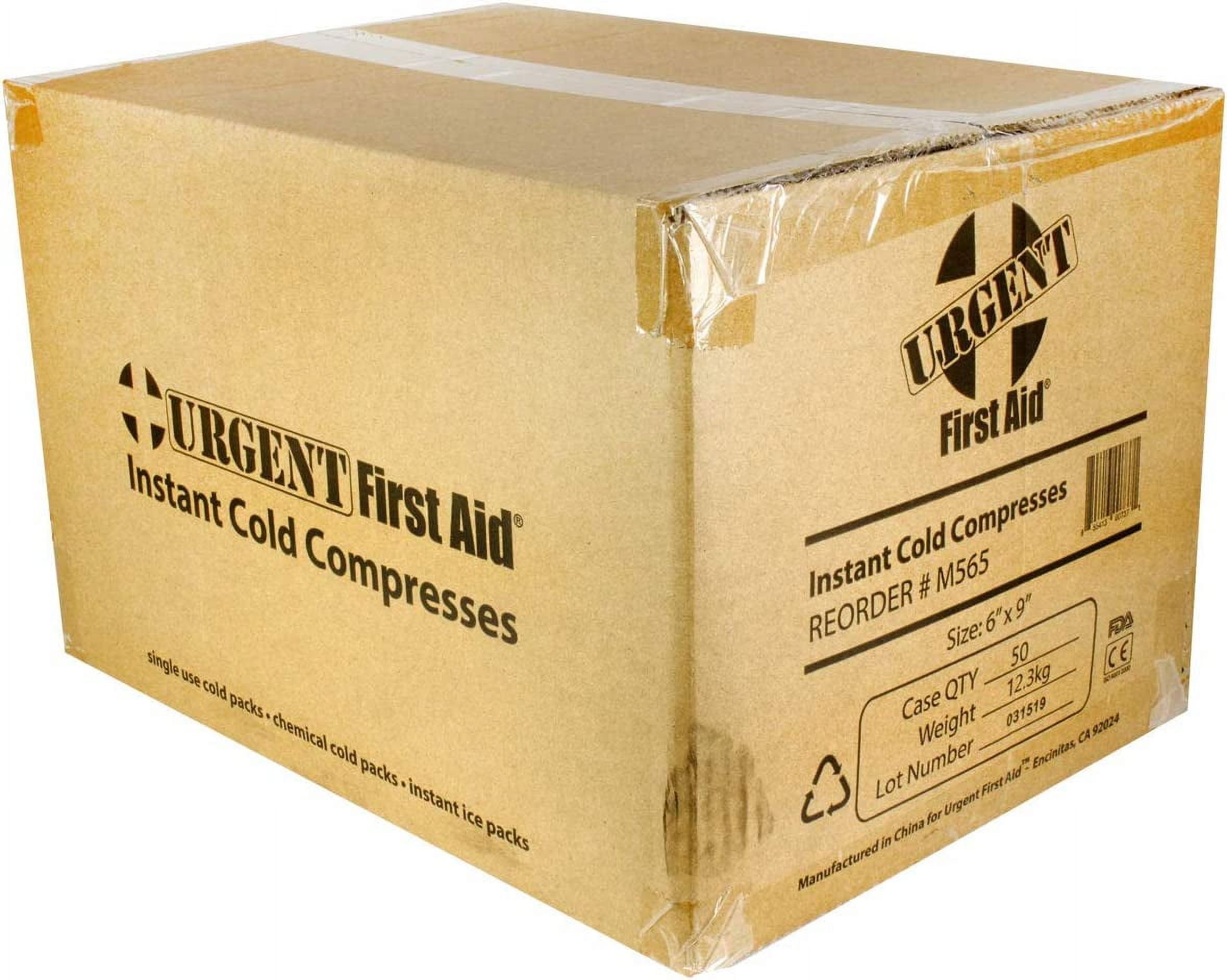 Case of 50 Large Instant Cold Packs, 6" x 9" - Disposable Cold Compresses - No pre-chilling required for quick, effective first aid treatment & relief of aches, pains, bumps & bruises