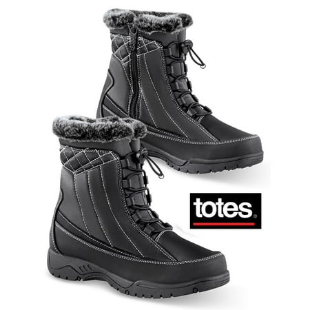 Totes Totes Side Zip Plush Thermal Snow Boots Outdoor Weather Proof Winter Gear Walmart Com