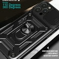 thumbnail image 4 of Heavy Duty Case for iPhone 15 Pro Max, Camera Lens Sliding Rugged PC Hybrid Shockproof Anti-Slip Cover with Magnetic Car Mount Ring Holder Kickstand Case for iPhone 15 Pro Max, Silver, 4 of 9