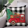 thumbnail image 6 of Christmas Pillow Covers 18x18 Set of 4 Santa Claus Truck Christmas Tree Merry Christmas Black and White Buffalo Plaid Winter Holiday Decor Cushion Case for Sofa Couch Bed Car, 6 of 6