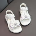 thumbnail image 4 of Pedort Toddler Girls Flat Sandals Girls Sandals Open Toe Cute Flower Soft Princess Flats Dress Sandals Strappy Summer Shoes White,31, 4 of 5