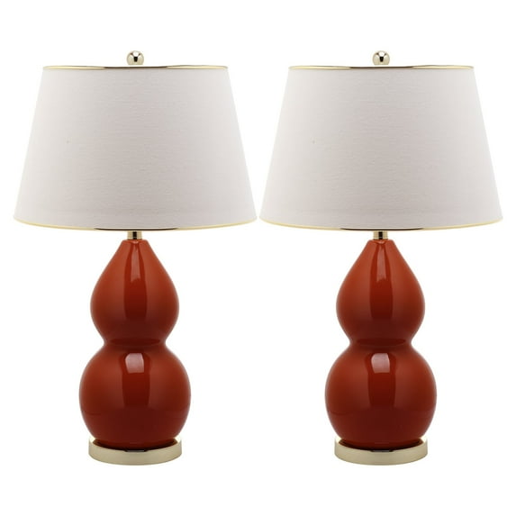 Safavieh Jill Double- Gourd Ceramic Lamp in Blood Orange (Set of 2)