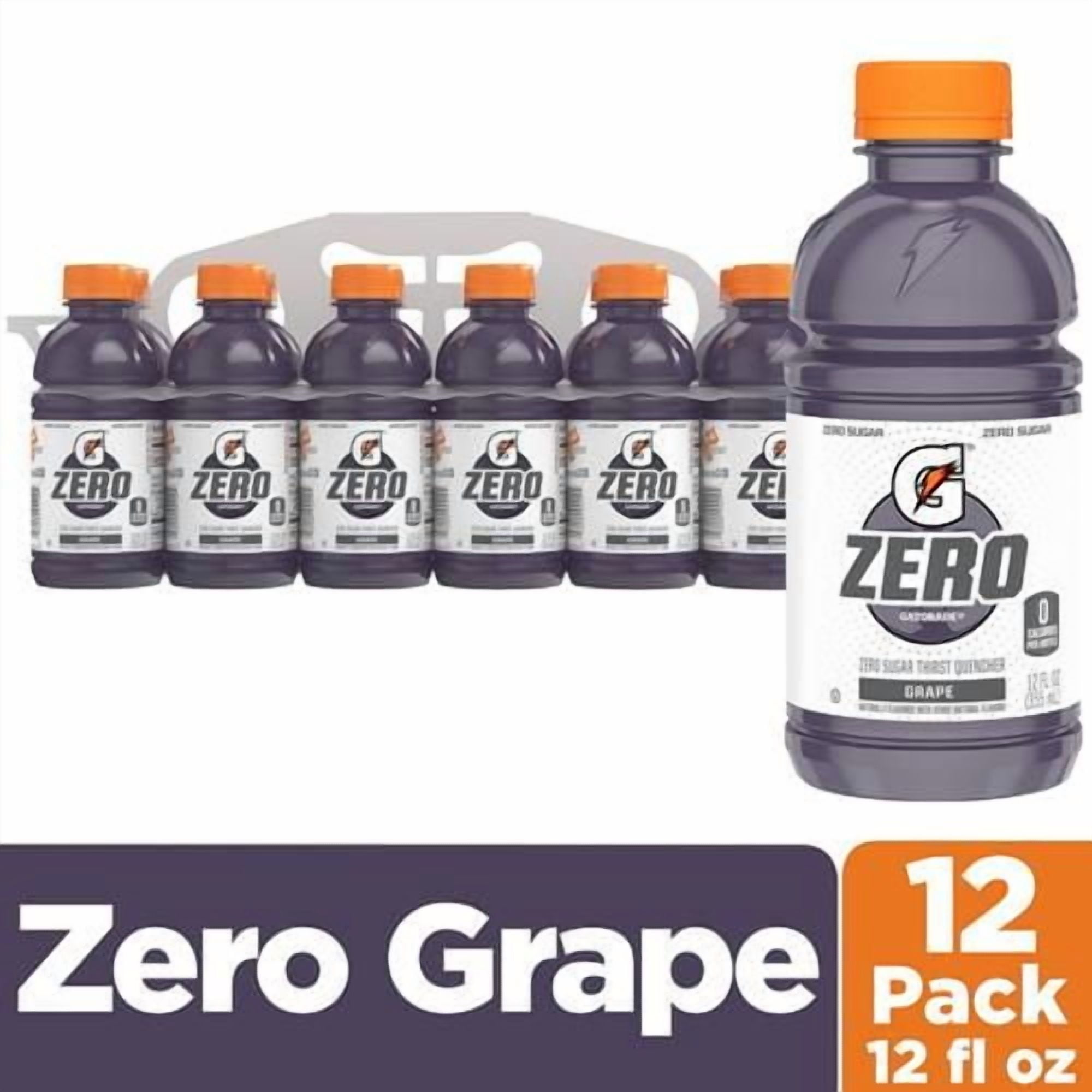 Gatorade Thirst Quencher Zero Sugar Sports Drink, Grape, 12Oz Bottles, 12 Pack, Electrolytes For Rehydration - Pack of 2