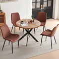thumbnail image 4 of NORDICANA 37" Round Dining Table Set, Mid Century Modern Round Dining Table for 4 Person, Coffee Table for Kitchen Dining Room, Office, Save Space (1 Table with 4 Brown Chairs), 4 of 10